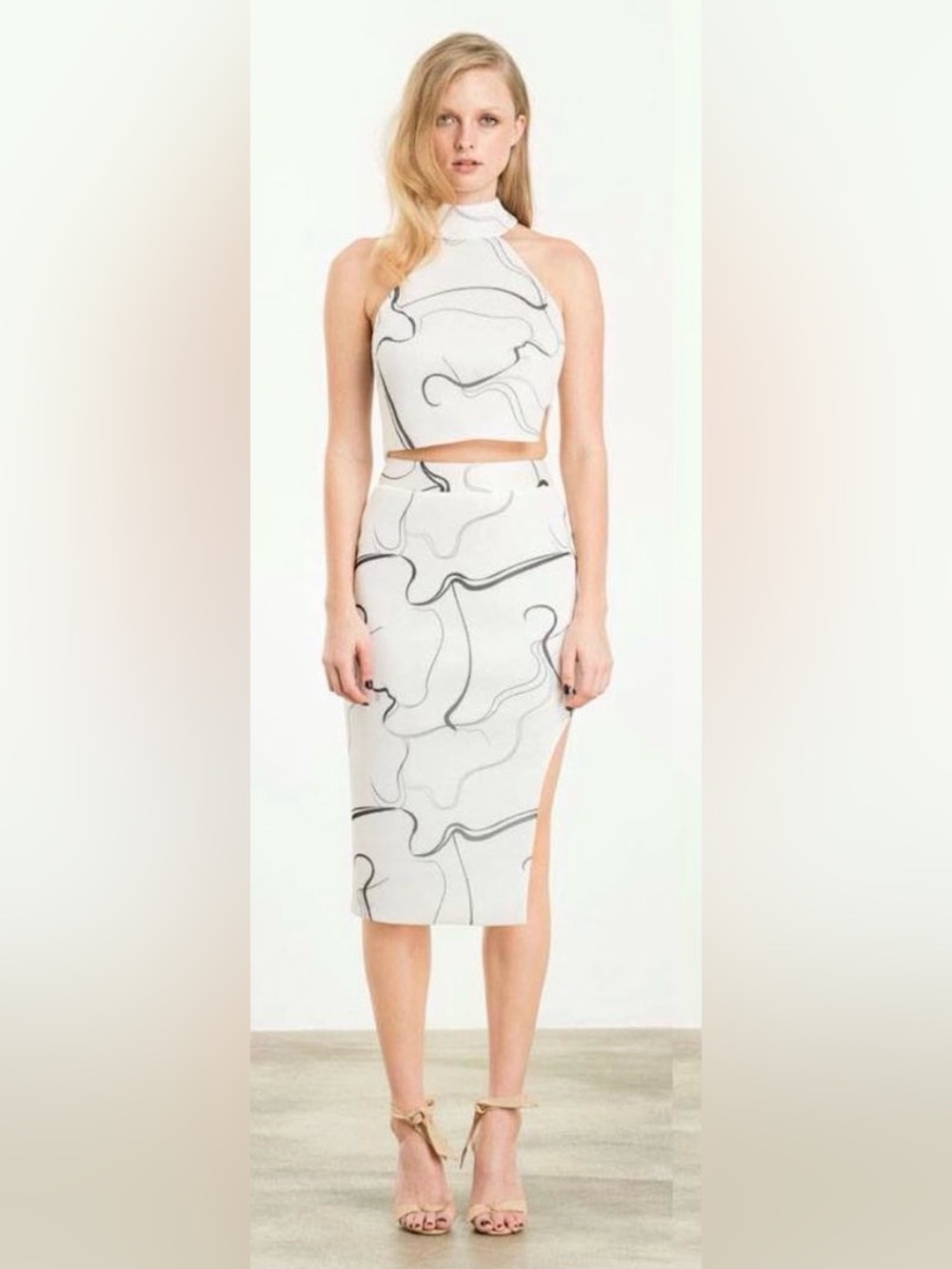 Elliatt Tendency Top and Skirt Abstract Print Asymmetric Set